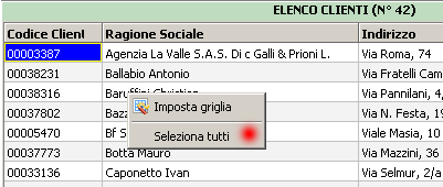 Selezione multipla da modulo ricerca clienti.